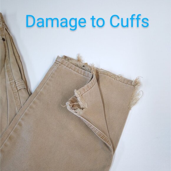 Dickies Carpenter's Pants 100% Cotton Beige Work Pants Men's 44x32 Cuffs Are Cut - Picture 6 of 7